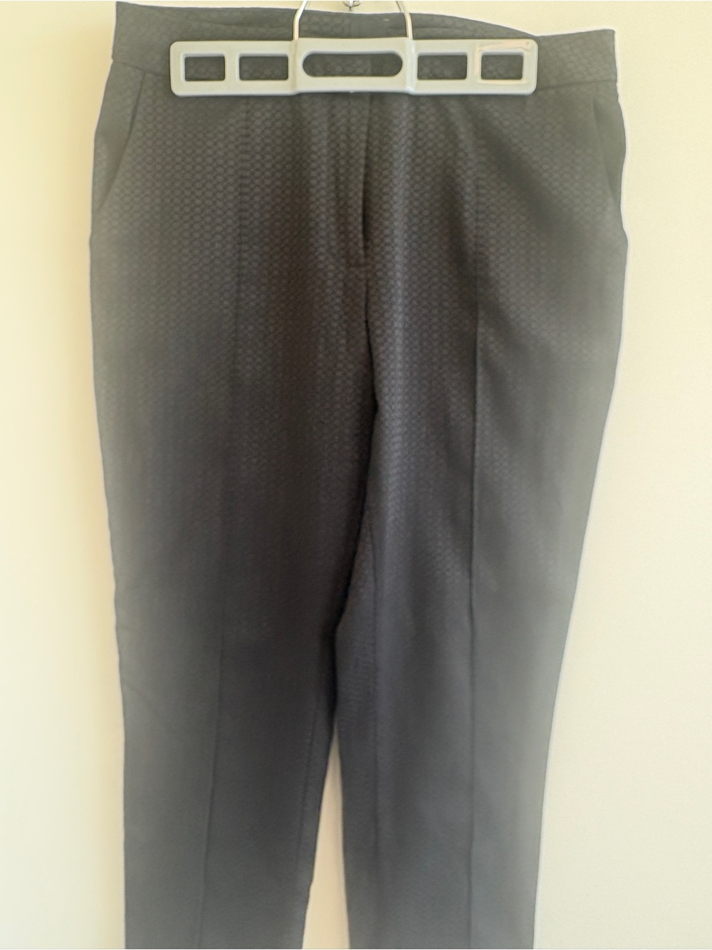 Black Textured Trouser Dress Pants